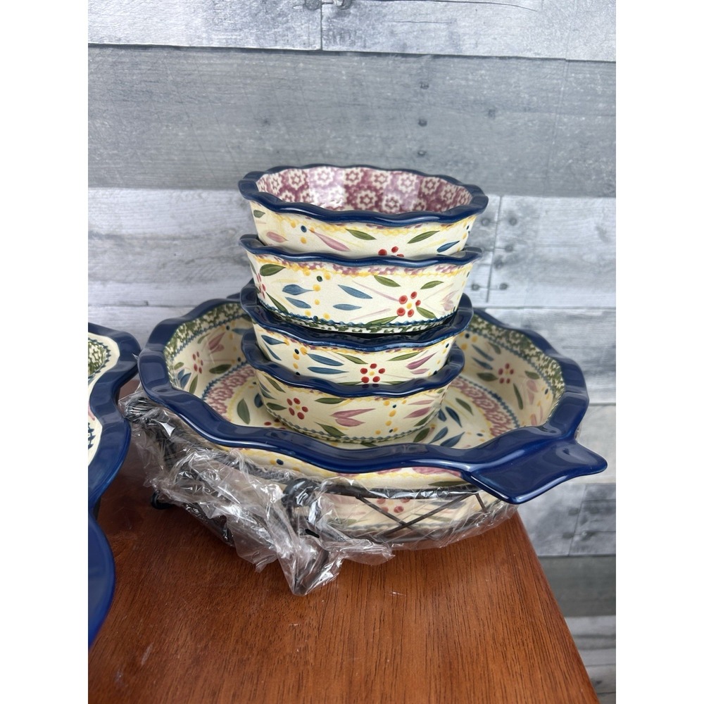 Temp-Tations By Tara Blue Old World Cup Cake And Serving Set - Picture 4 of 9